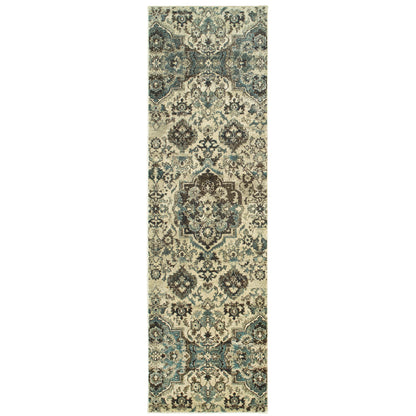 Raleigh Ivory Grey Traditional Oriental Indoor Rug