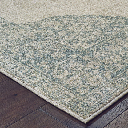 Raleigh Ivory Blue Bohemian Oriental Indoor Rug