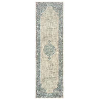 Raleigh Ivory Blue Bohemian Oriental Indoor Rug