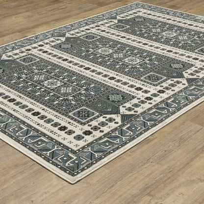 Raylan Grey Blue Global Oriental Indoor Rug