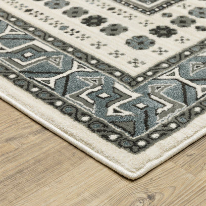 Raylan Grey Blue Global Oriental Indoor Rug