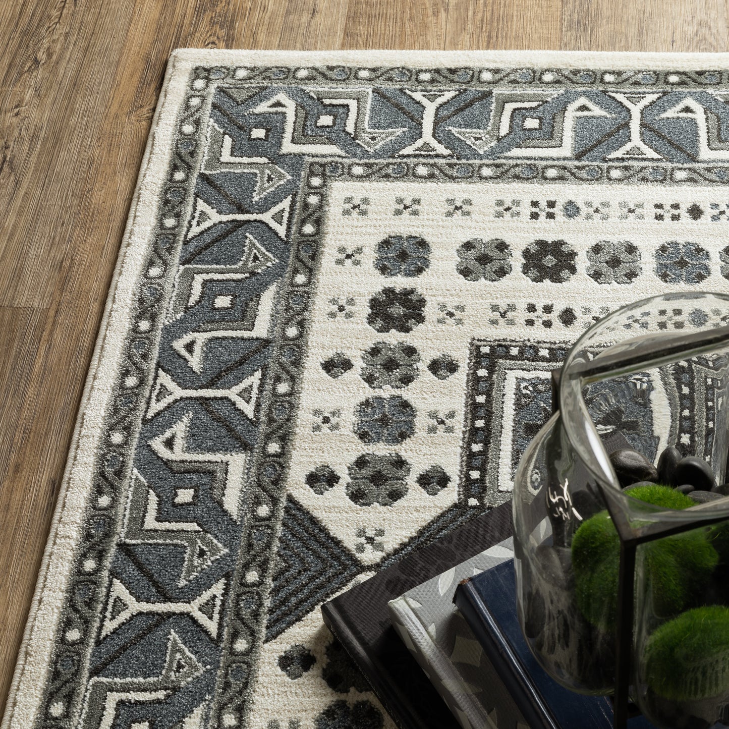 Raylan Grey Blue Global Oriental Indoor Rug