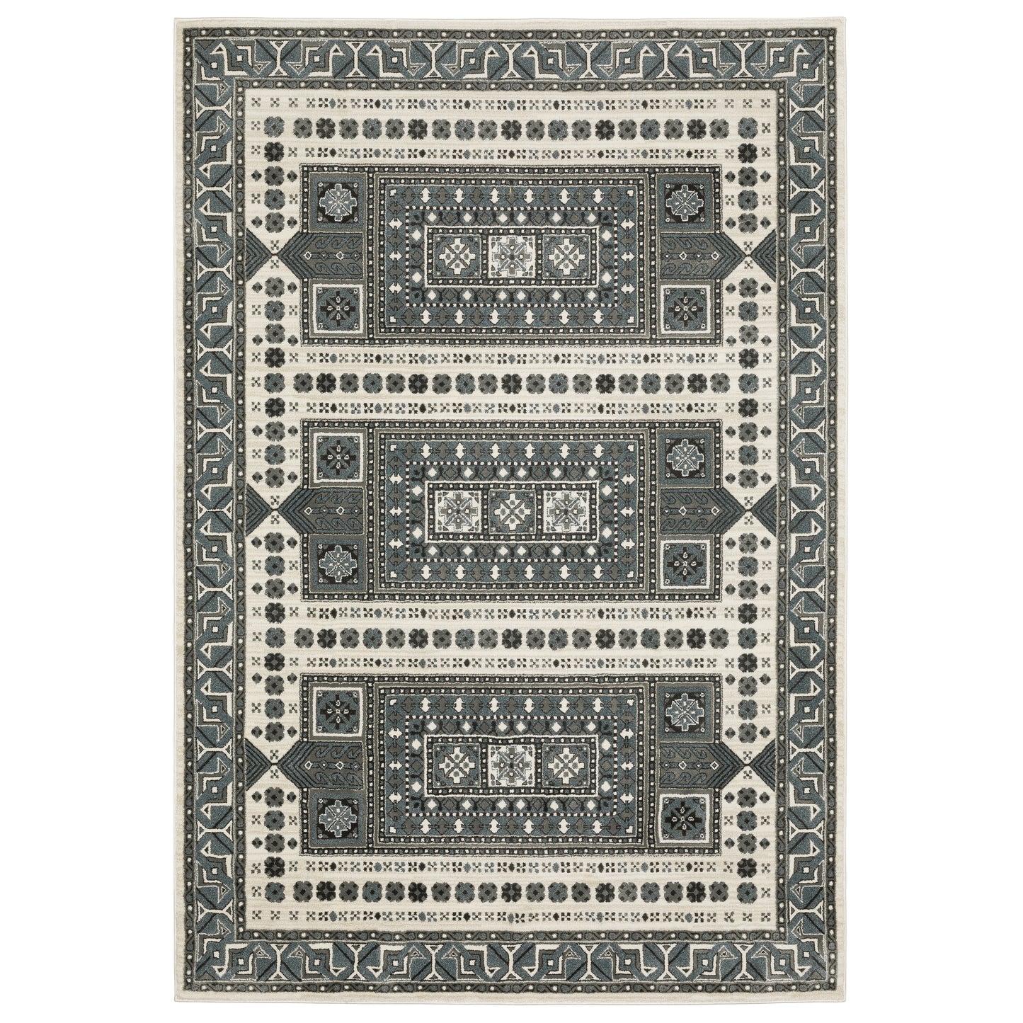 Raylan Grey Blue Global Oriental Indoor Rug