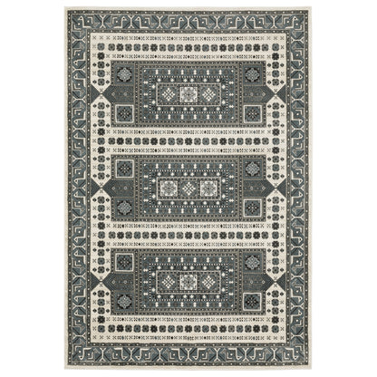 Raylan Grey Blue Global Oriental Indoor Rug