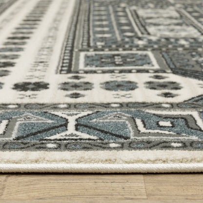 Raylan Grey Blue Global Oriental Indoor Rug