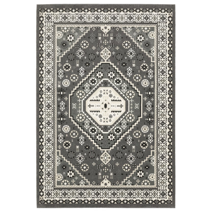 Raylan Grey Ivory Traditional Medallion Indoor Rug