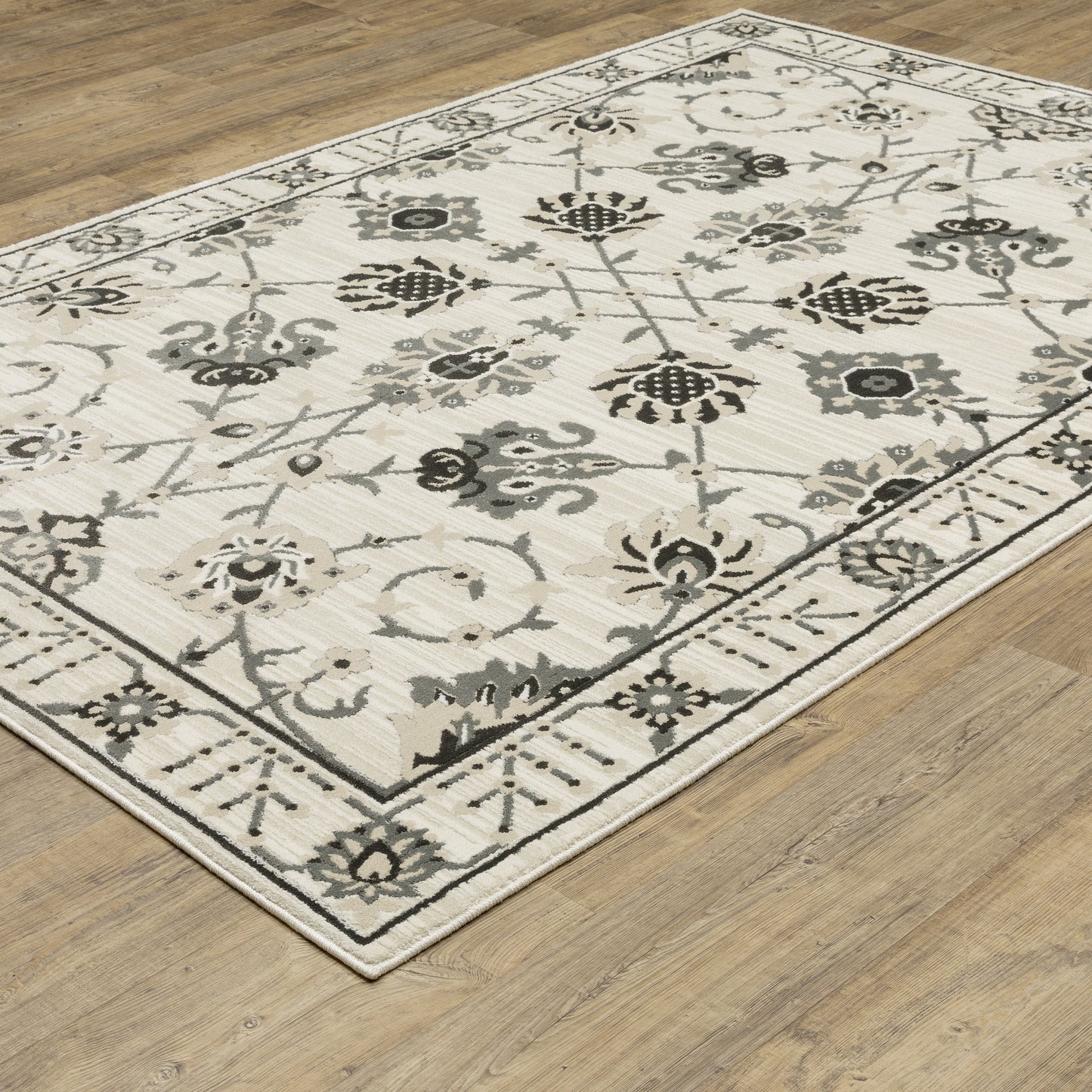 Raylan Ivory Grey Traditional Oriental Indoor Rug