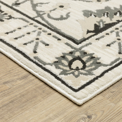 Raylan Ivory Grey Traditional Oriental Indoor Rug