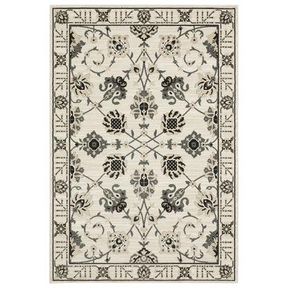 Raylan Ivory Grey Traditional Oriental Indoor Rug