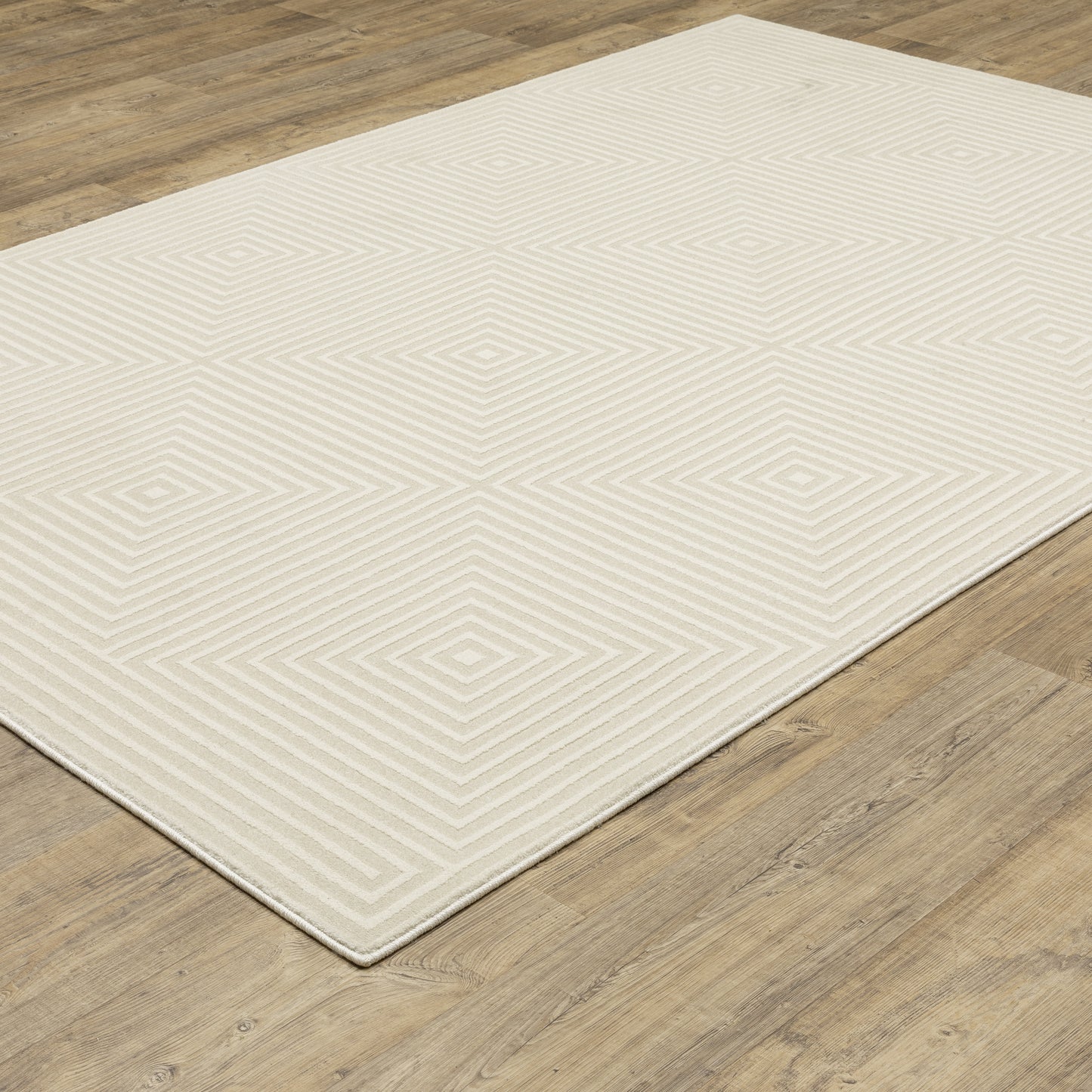 Raylan Ivory Beige Transitional Geometric Indoor Rug