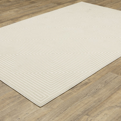 Raylan Ivory Beige Transitional Geometric Indoor Rug