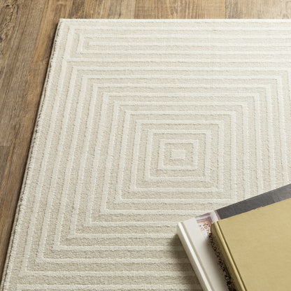 Raylan Ivory Beige Transitional Geometric Indoor Rug