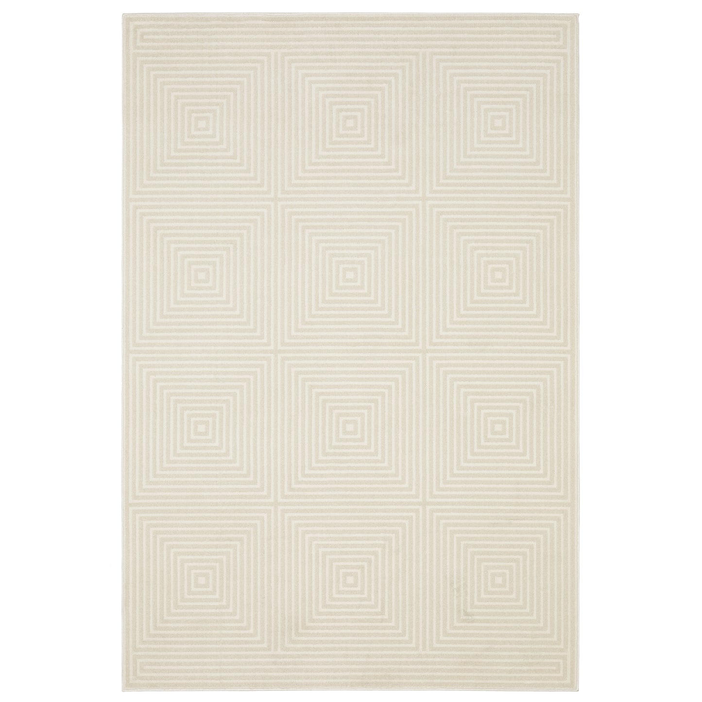 Raylan Ivory Beige Transitional Geometric Indoor Rug