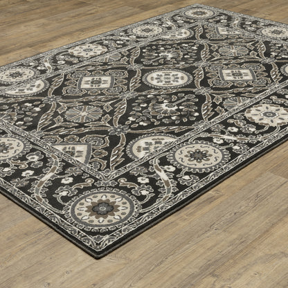 Raylan Charcoal Grey Traditional Oriental Indoor Rug