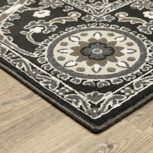 Raylan Charcoal Grey Traditional Oriental Indoor Rug