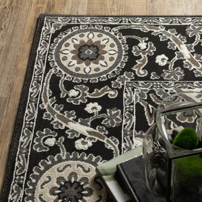 Raylan Charcoal Grey Traditional Oriental Indoor Rug