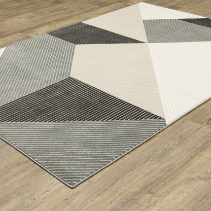 Raylan Ivory Black Modern & Contemporary Geometric Indoor Rug