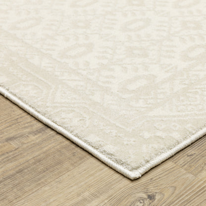 Raylan Ivory Beige Transitional Medallion Indoor Rug