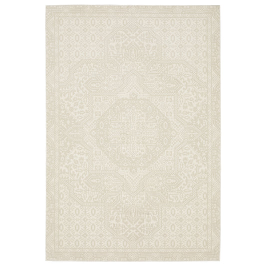 Raylan Ivory Beige Transitional Medallion Indoor Rug