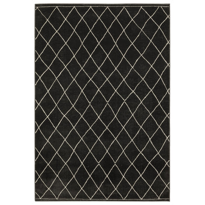 Raylan Black Ivory Transitional Lattice Indoor Rug