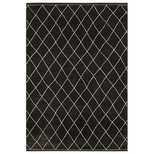 Raylan Black Ivory Transitional Lattice Indoor Rug