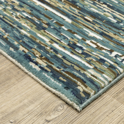 Reed Blue Brown Casual Stripes Indoor Rug