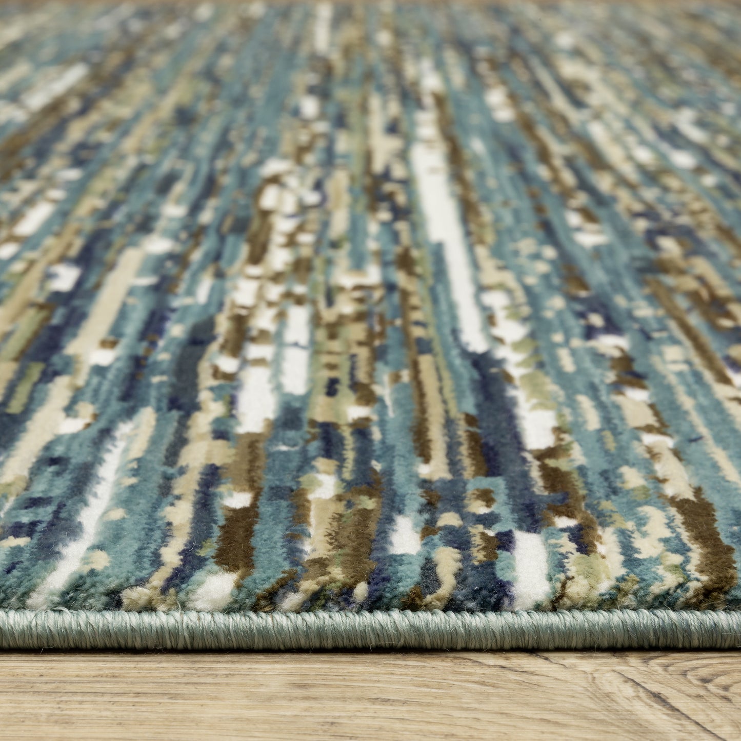 Reed Blue Brown Casual Stripes Indoor Rug