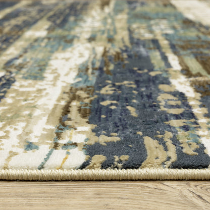 Reed Beige Blue Modern & Contemporary Abstract Indoor Rug