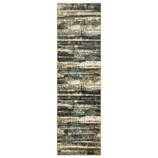 Reed Beige Blue Modern & Contemporary Abstract Indoor Rug