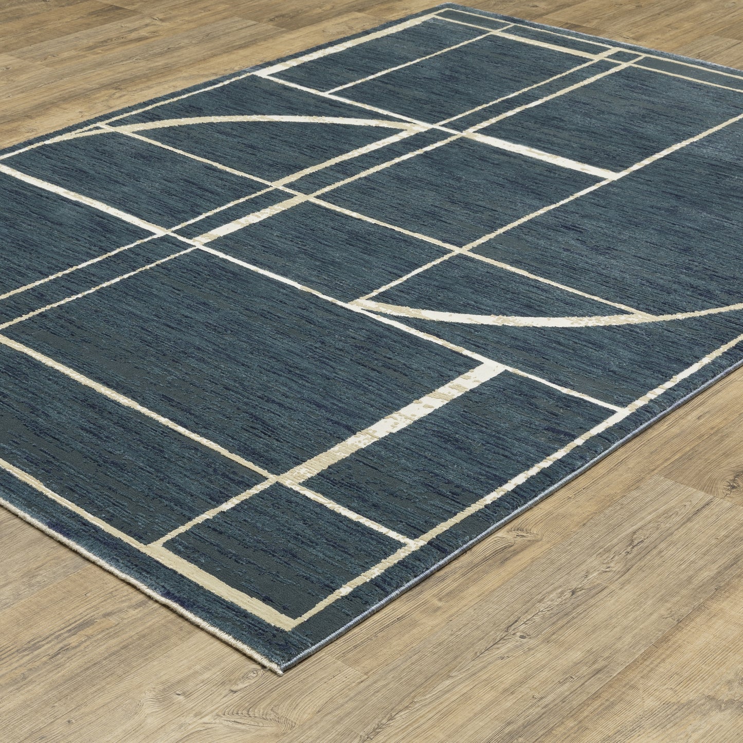 Reed Blue Ivory Modern & Contemporary Geometric Indoor Rug