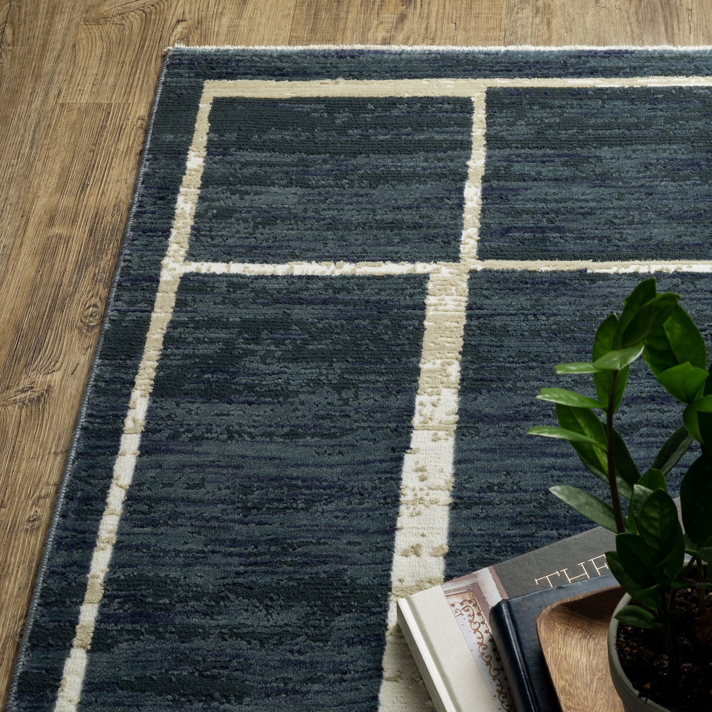 Reed Blue Ivory Modern & Contemporary Geometric Indoor Rug