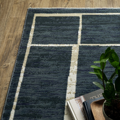 Reed Blue Ivory Modern & Contemporary Geometric Indoor Rug