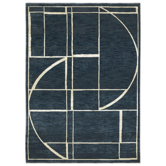 Reed Blue Ivory Modern & Contemporary Geometric Indoor Rug