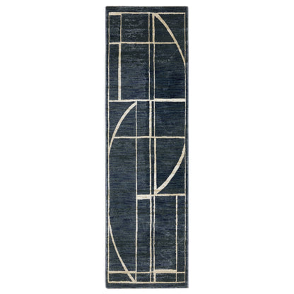 Reed Blue Ivory Modern & Contemporary Geometric Indoor Rug