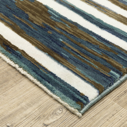 Reed Ivory Blue Modern & Contemporary Geometric Indoor Rug