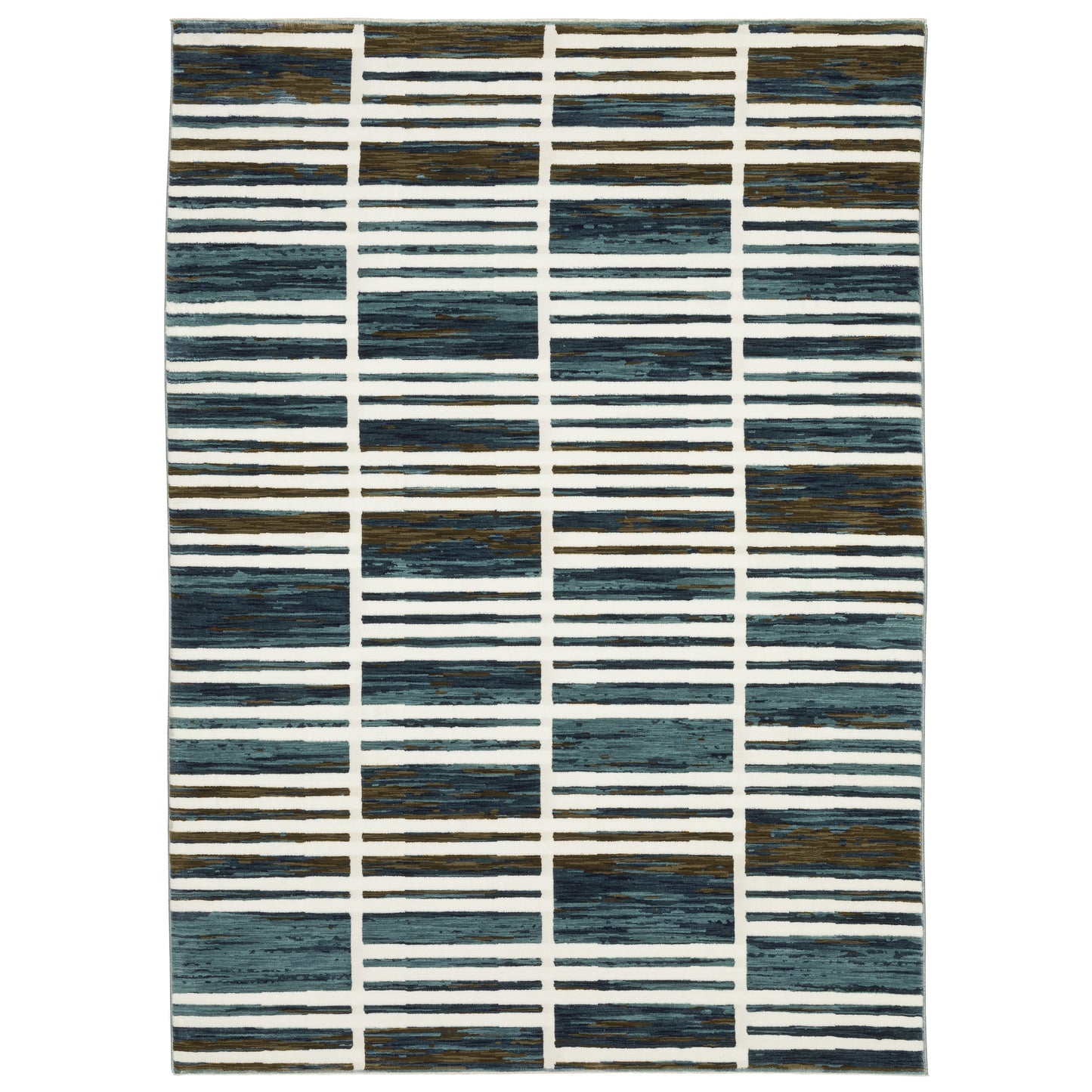 Reed Ivory Blue Modern & Contemporary Geometric Indoor Rug