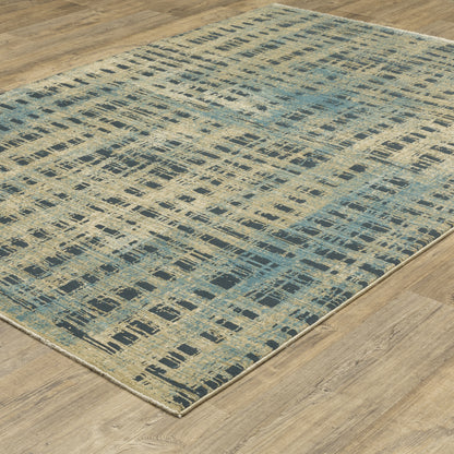 Reed Beige Blue Modern & Contemporary Geometric Indoor Rug