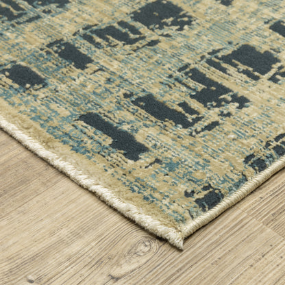 Reed Beige Blue Modern & Contemporary Geometric Indoor Rug