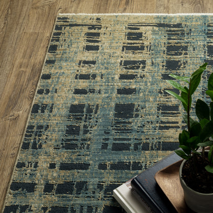 Reed Beige Blue Modern & Contemporary Geometric Indoor Rug