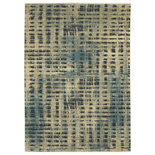 Reed Beige Blue Modern & Contemporary Geometric Indoor Rug