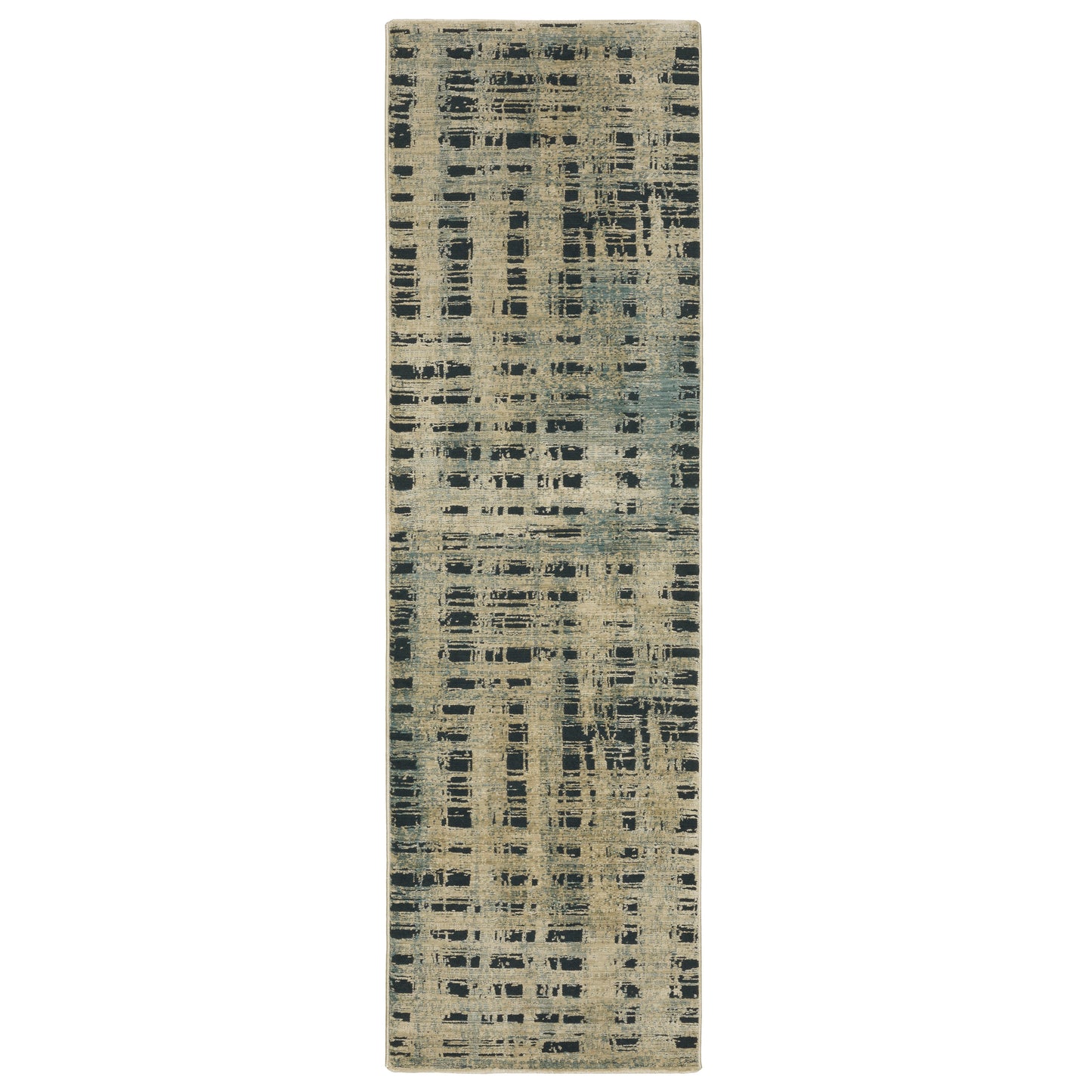 Reed Beige Blue Modern & Contemporary Geometric Indoor Rug