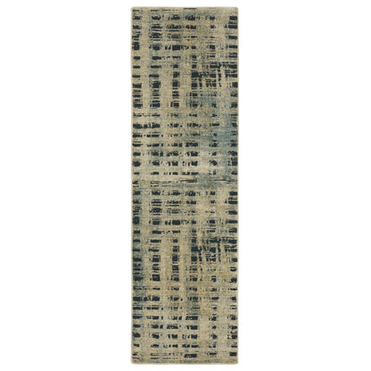 Reed Beige Blue Modern & Contemporary Geometric Indoor Rug