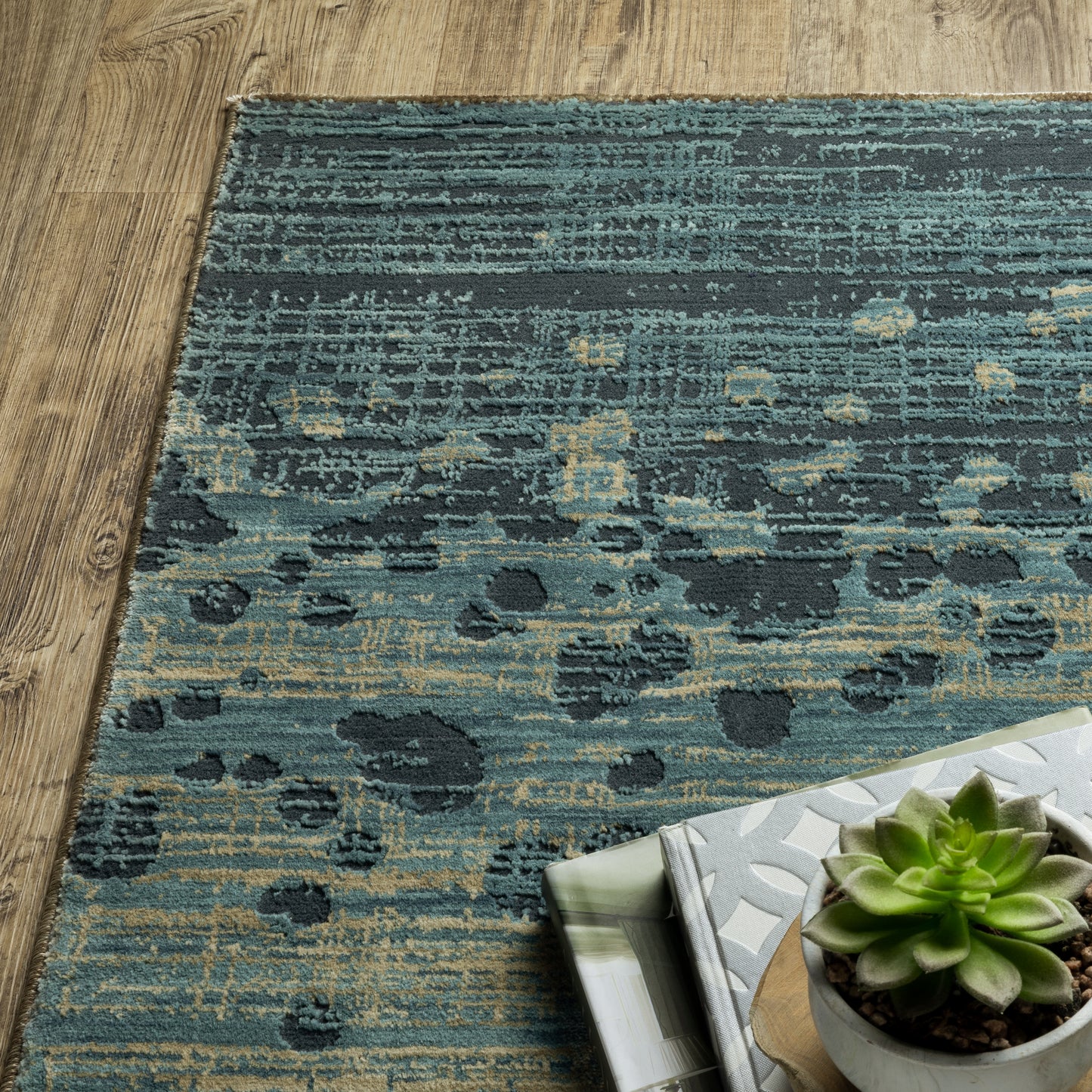 Reed Blue Brown Modern & Contemporary Abstract Indoor Rug