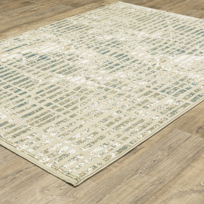 Reed Beige Blue Modern & Contemporary Geometric Indoor Rug