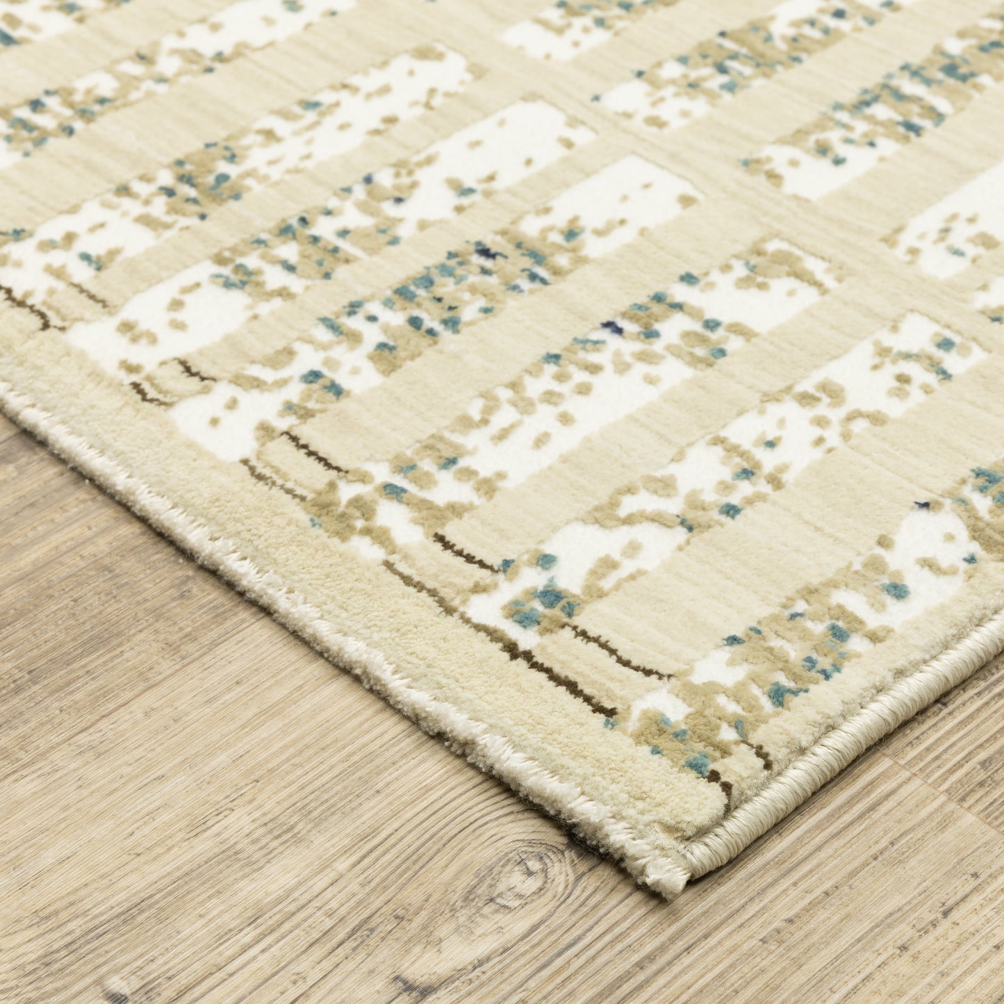 Reed Beige Blue Modern & Contemporary Geometric Indoor Rug