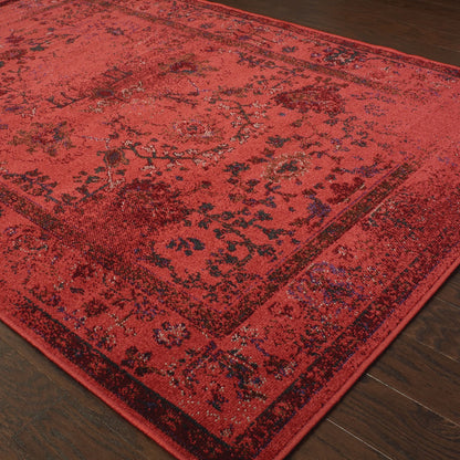 Revival Red Grey Traditional Oriental Indoor Rug