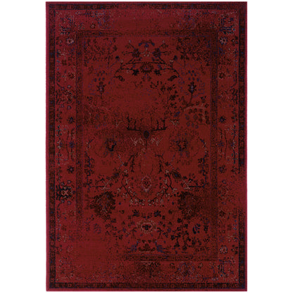 Revival Red Grey Traditional Oriental Indoor Rug