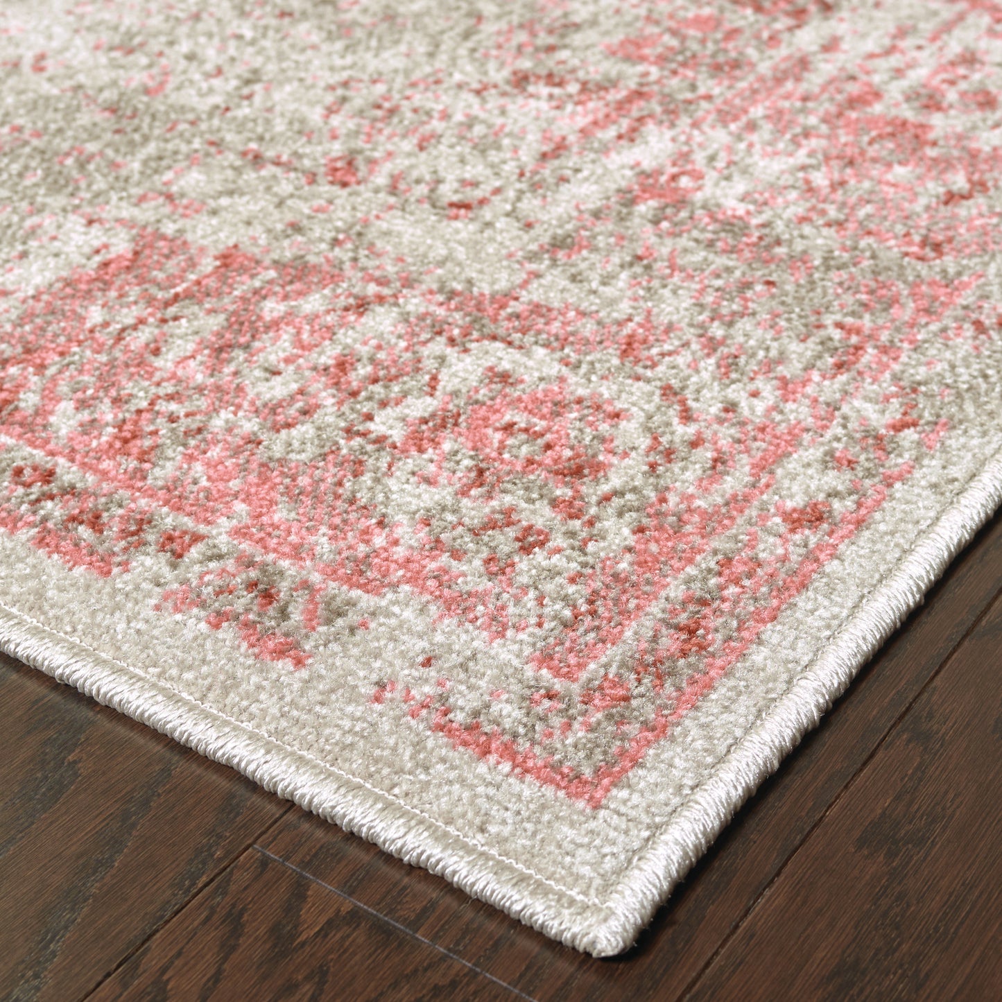 Revival Grey Pink Traditional Oriental Indoor Rug