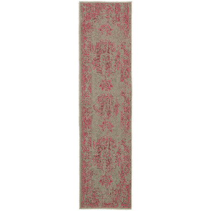 Revival Grey Pink Traditional Oriental Indoor Rug