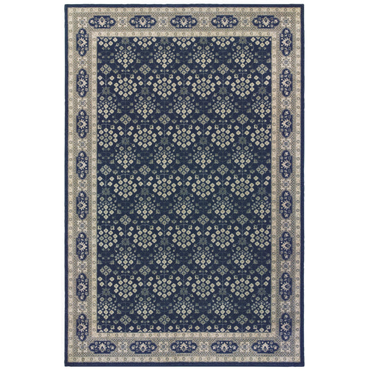 Richmond Navy Grey Traditional Oriental Indoor Rug